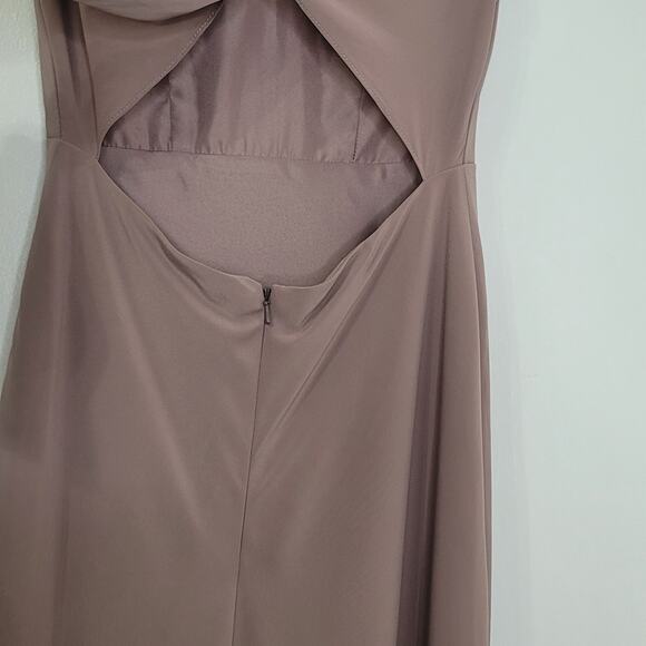 Jenny Yoo Dani Bridesmaid Maxi Dress Size‎ 4 Purple Fig V-Neck Tie Back Chiffon - Picture 7 of 10